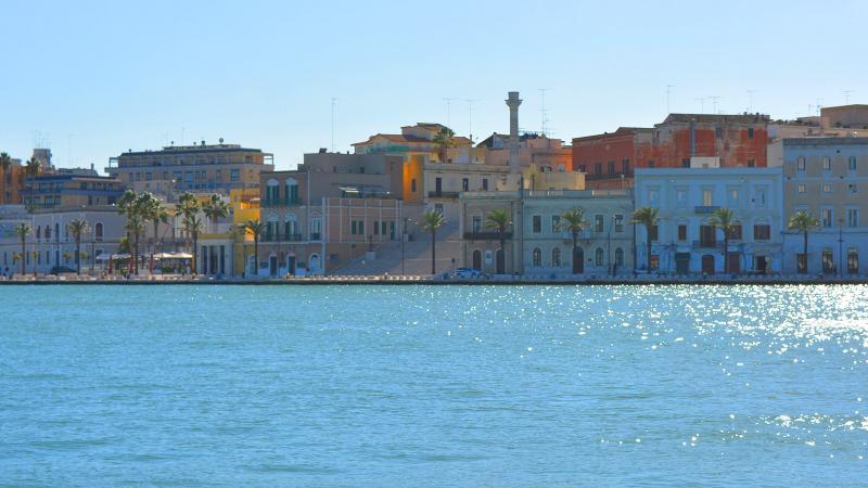 The seafront of Brindisi, at the end of the Via Traiana