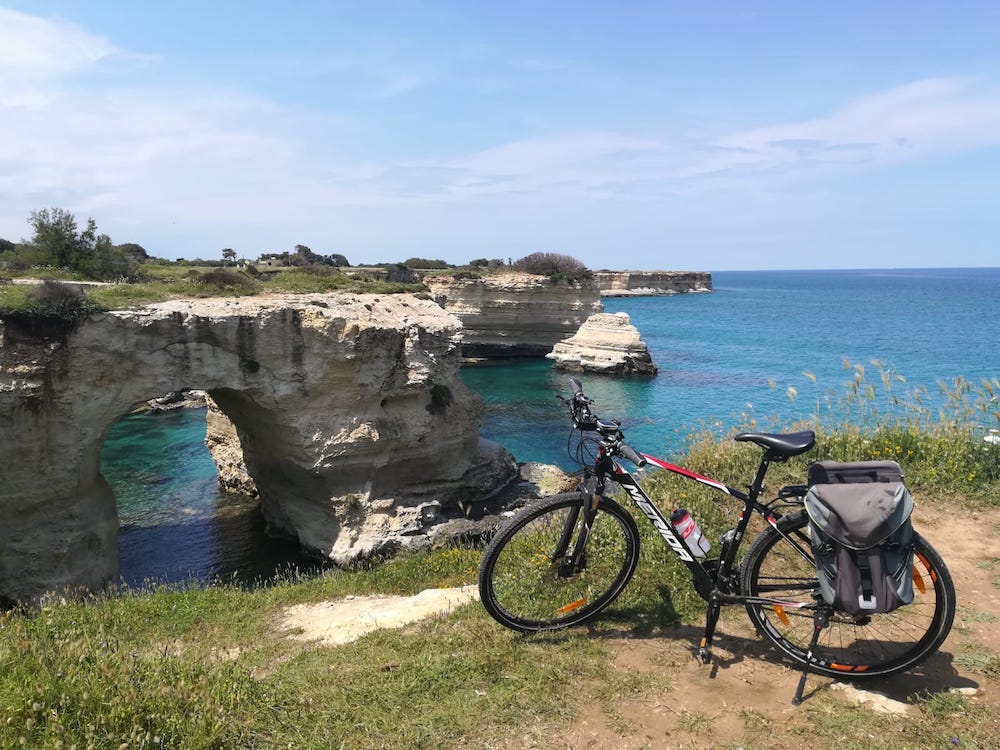 Bikes on the cliffs of Torre Sant'Andrea in Salento