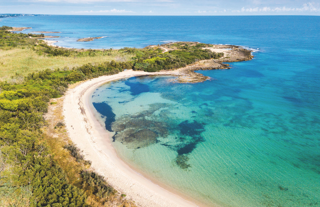 The coast of the Torre Guaceto nature reserve on the Adriatic