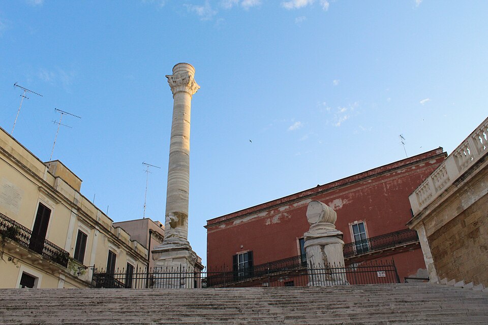 The Roman column in Brindisi marking the end of the Appian Way