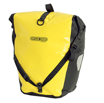 Yellow waterproof rear pannier for rental bikes