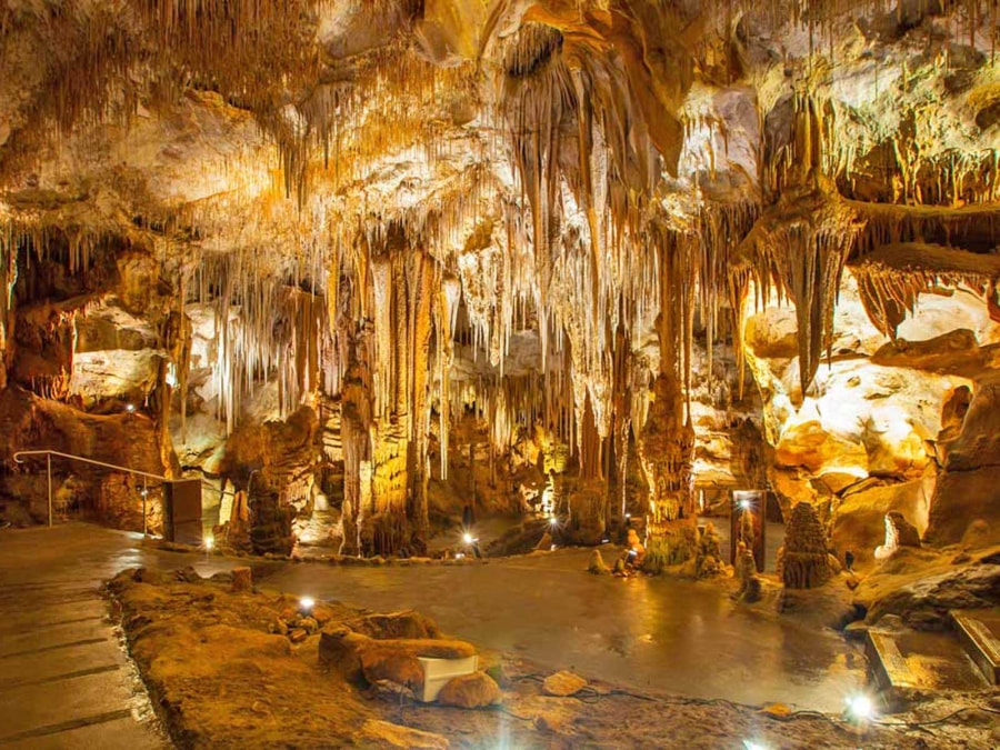 Stalactites and stalagmites in the Castellana Caves