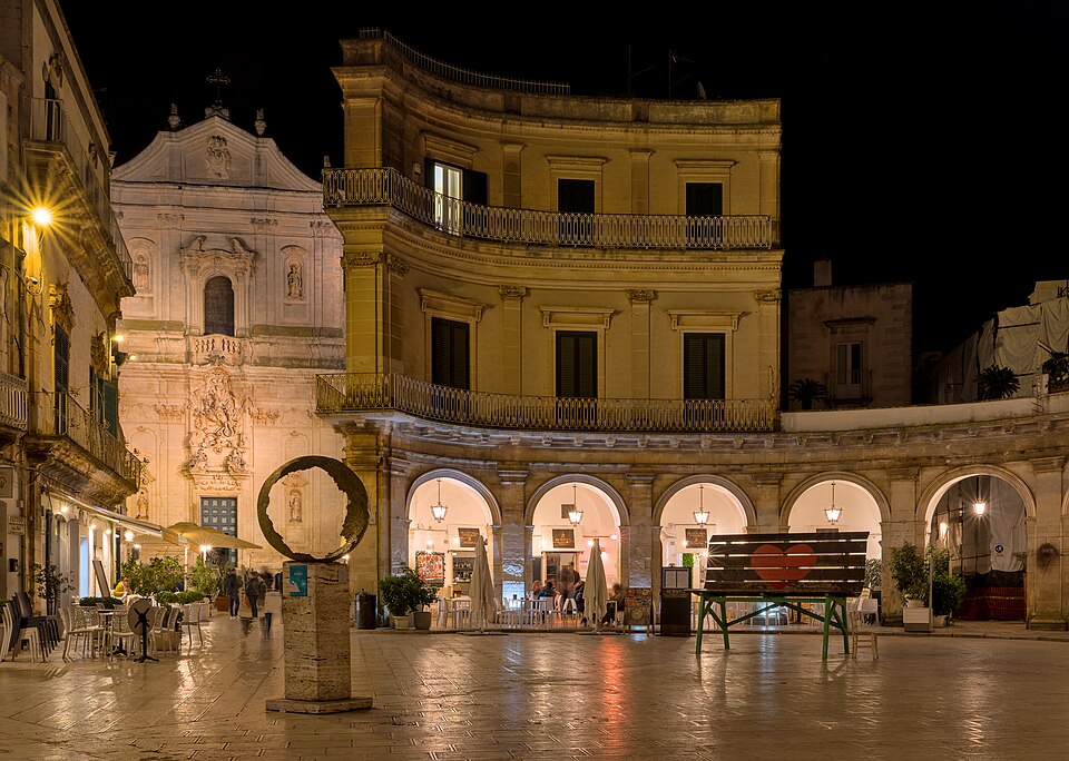Martina Franca's baroque old town by night, gateway to the Itria Valley