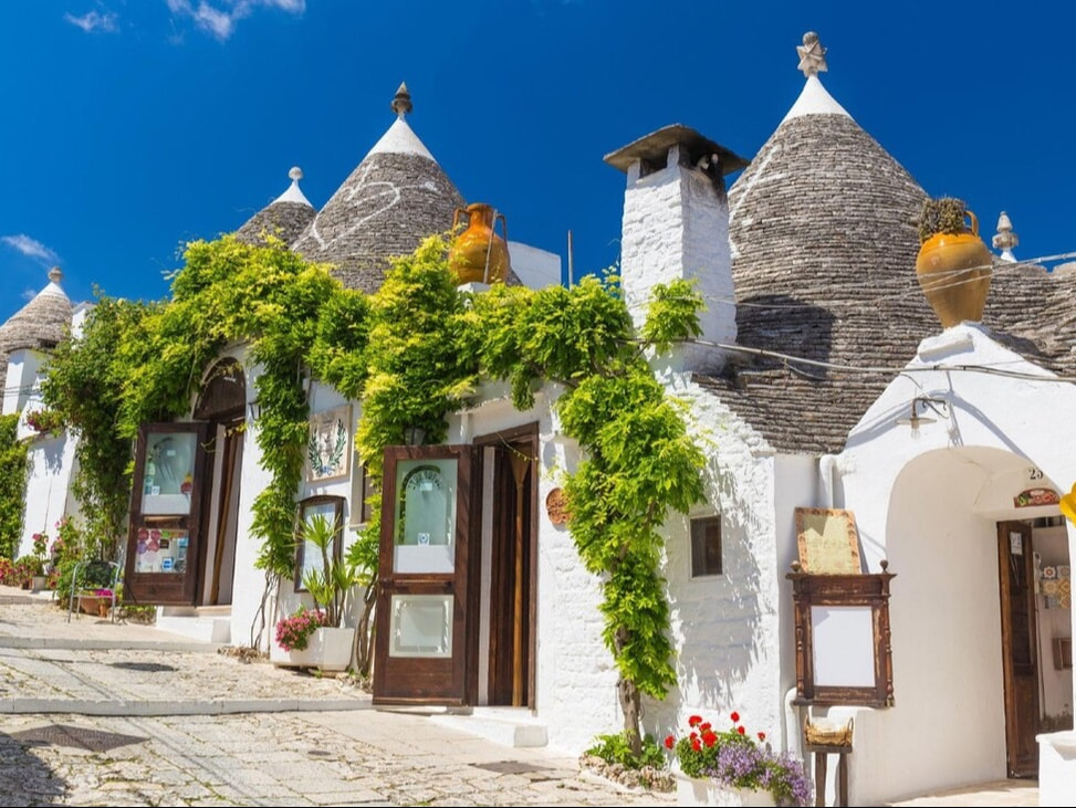 Rows of trulli in Alberobello, UNESCO World Heritage Site